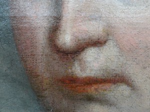 Elizabeth I detail showing worn paint